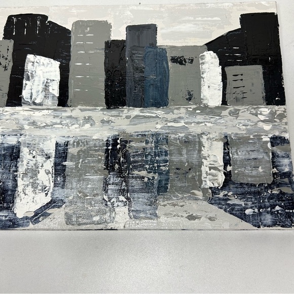 NWT Original Artwork Acrylic on Canvas 10 x 20” City On the lake - Picture 6 of 16